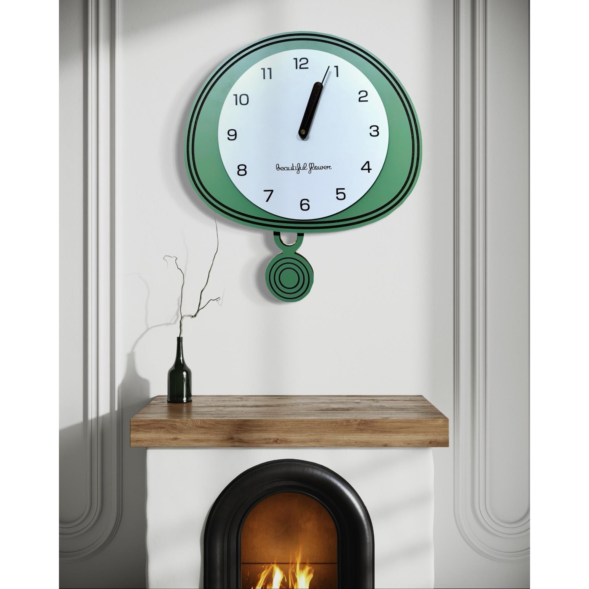 Vintage-Inspired Green Wall Clock with Contemporary Charm – 45CM x 39CM