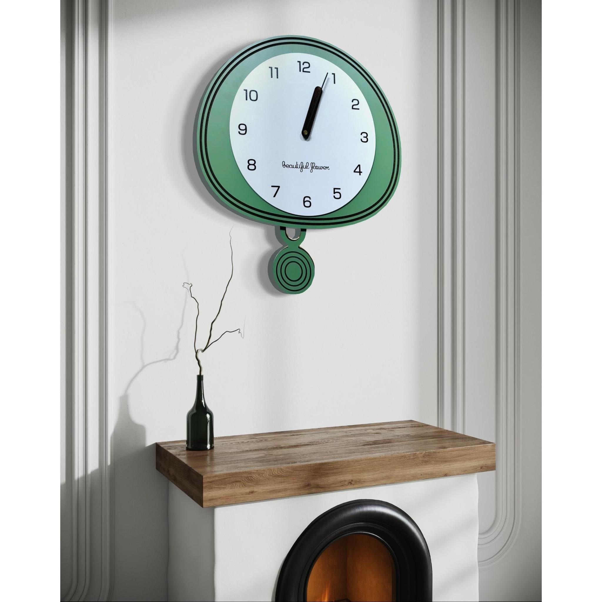 Vintage-Inspired Green Wall Clock with Contemporary Charm – 45CM x 39CM