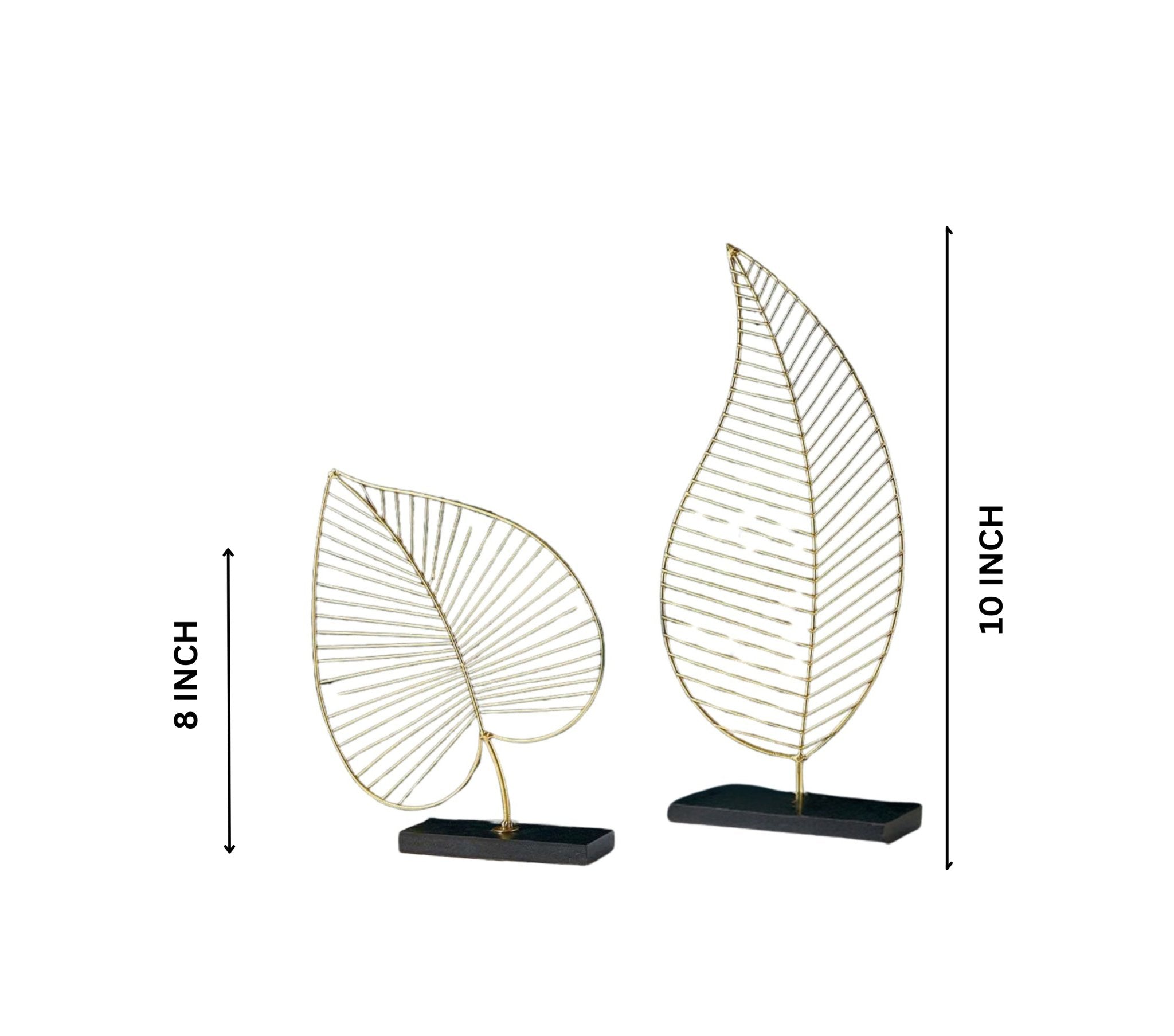 Stainless Steel Leaf Art Pieces - Set of 2 with Elegant Design - Home Decor at Nestern