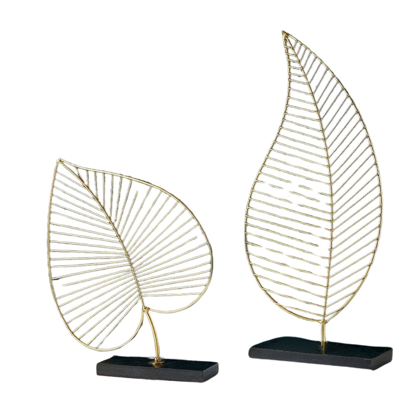 Stainless Steel Leaf Art Pieces - Set of 2 with Elegant Design - Home Decor at Nestern