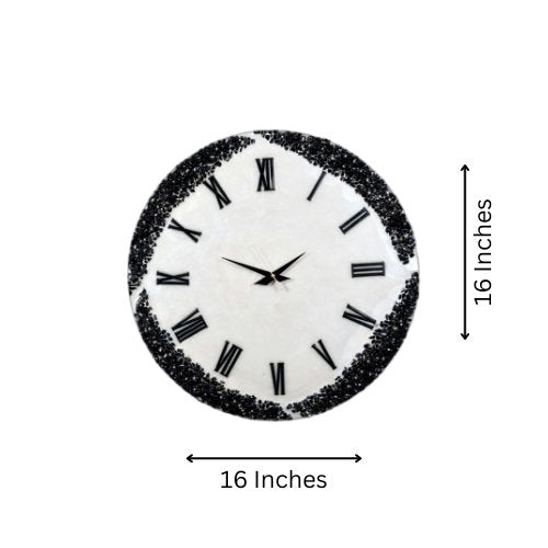 Stylish Wall Clock Sculpture – Durable Black Stones on White Background - Wall Clock at Nestern