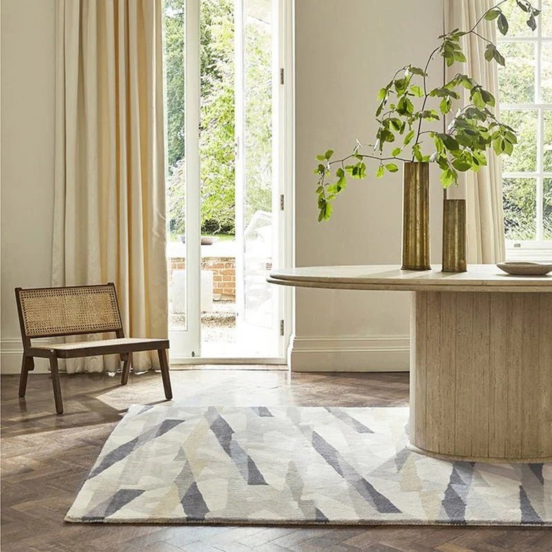 Switzerland Wool Collections Handcrafted Modern Abstract Area Rug - Available in Blue and Gray - Rugs at Nestern