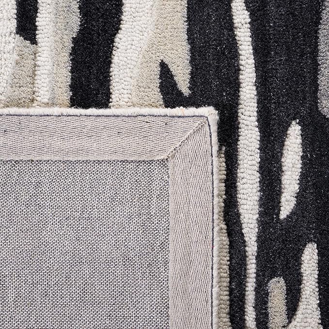 Switzerland Wool Collections Modern Abstract Area Rug, Ivory & Black, Handmade Mid - Century Wool Rug, Perfect for Living Room, Bedroom, High Traffic Areas - Rugs at Nestern