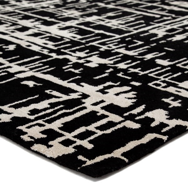 Switzerland Wool Collections Modern Black and White Abstract Area Rug - Custom Sizes Available - Rugs at Nestern