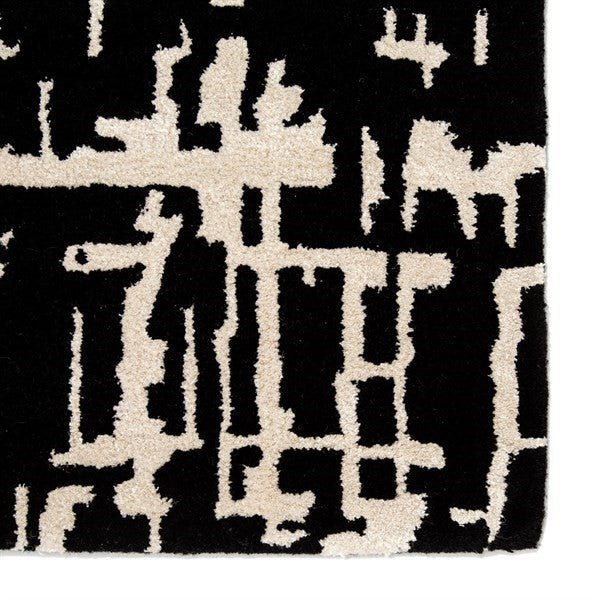 Switzerland Wool Collections Modern Black and White Abstract Area Rug - Custom Sizes Available - Rugs at Nestern