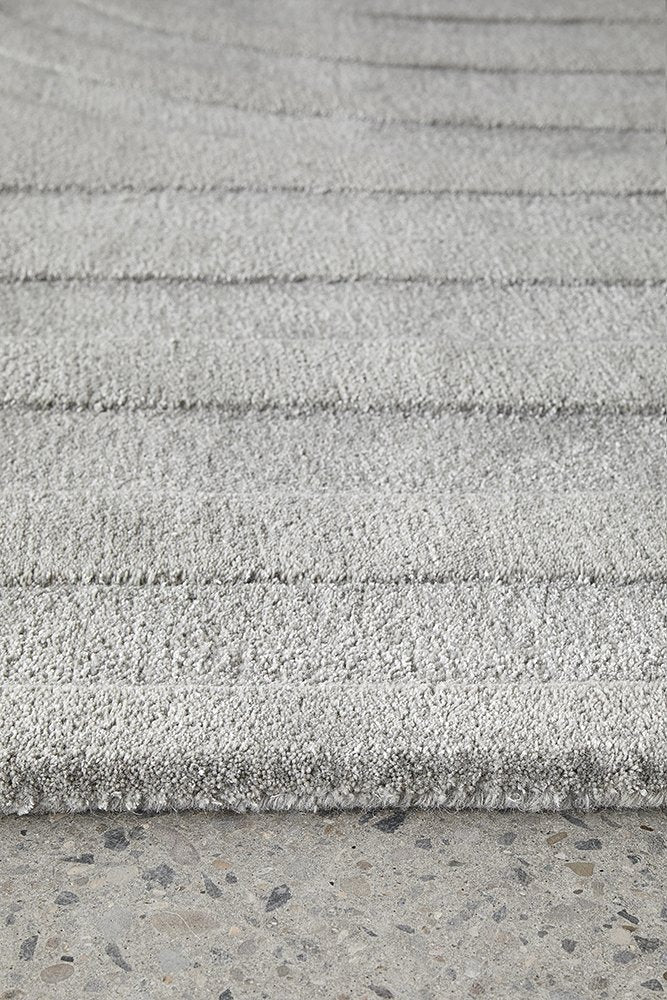 Switzerland Wool Collections Modern Geometric Embossed Area Rug - Available in White and Gray, Custom Sizes - Rugs at Nestern