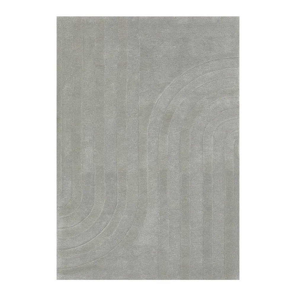 Switzerland Wool Collections Modern Geometric Embossed Area Rug - Available in White and Gray, Custom Sizes - Rugs at Nestern