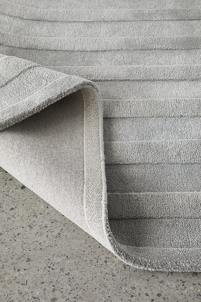 Switzerland Wool Collections Modern Geometric Embossed Area Rug - Available in White and Gray, Custom Sizes - Rugs at Nestern