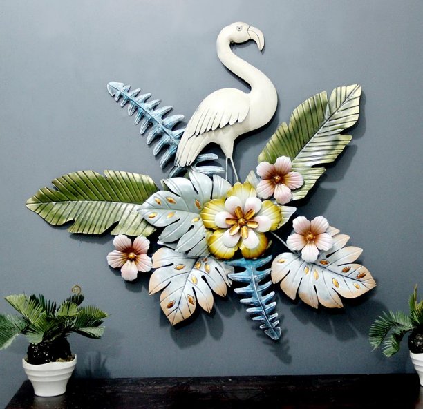 Tropical Flamingo and Floral Metal Wall Art – Vibrant Nature - Inspired Decor - Wall Art at Nestern