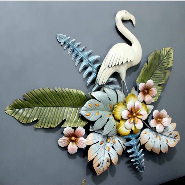 Tropical Flamingo and Floral Metal Wall Art – Vibrant Nature - Inspired Decor - Wall Art at Nestern