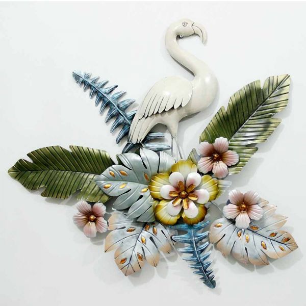 Tropical Flamingo and Floral Metal Wall Art – Vibrant Nature - Inspired Decor - Wall Art at Nestern