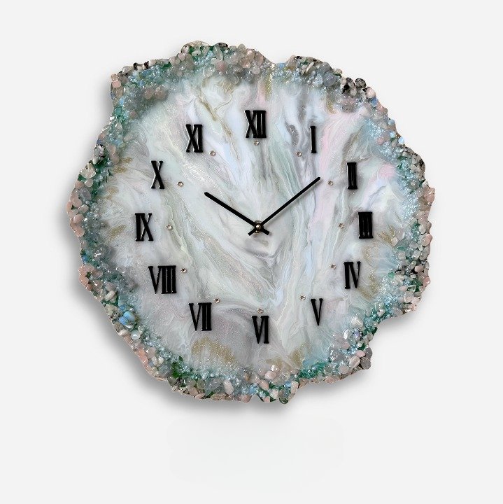 Unique Geode - Inspired Wall Clock with Crystal Accents and Unique Design - Wall Clock at Nestern