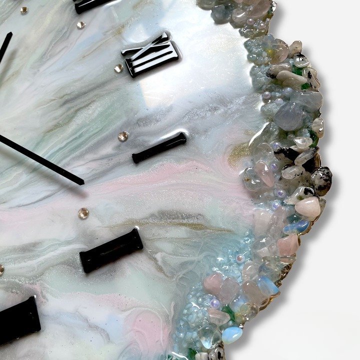 Unique Geode - Inspired Wall Clock with Crystal Accents and Unique Design - Wall Clock at Nestern