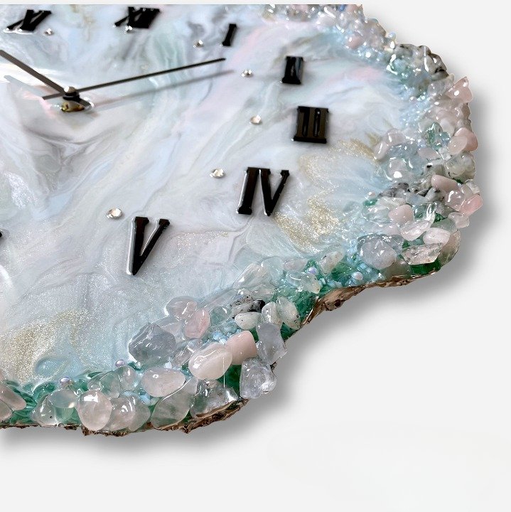 Unique Geode - Inspired Wall Clock with Crystal Accents and Unique Design - Wall Clock at Nestern