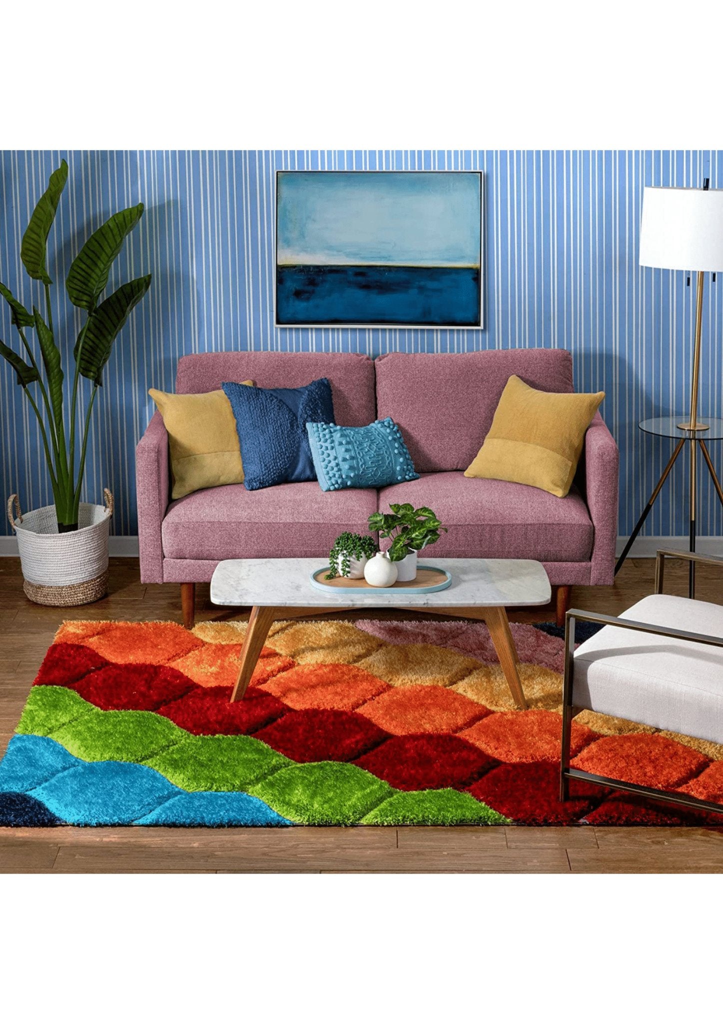 Vibrant Multicolor Geometric Rug - Rugs at Nestern