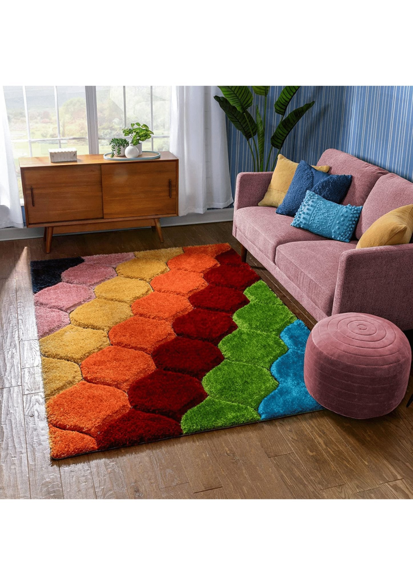 Vibrant Multicolor Geometric Rug - Rugs at Nestern