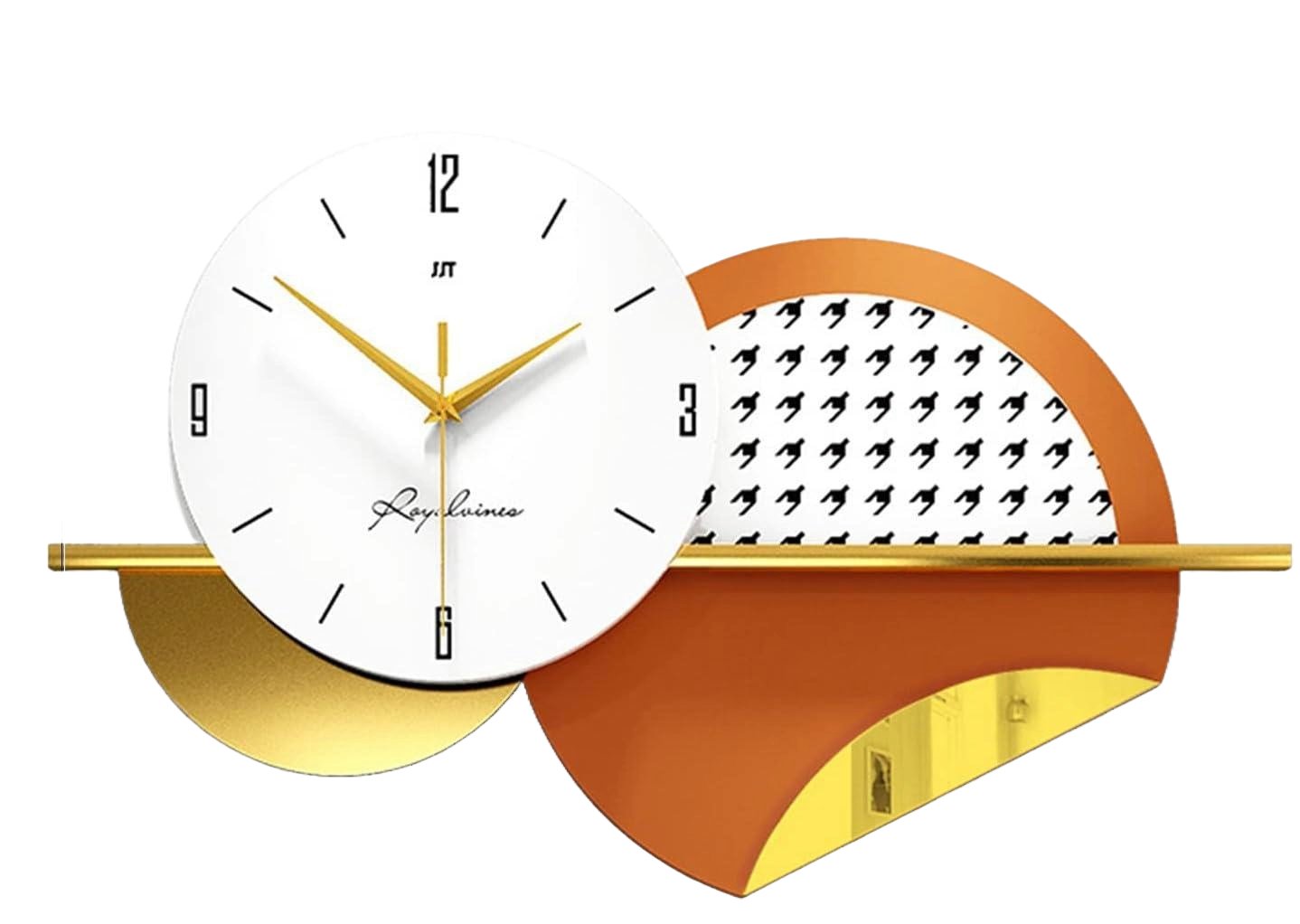 Vibrant Vibes - Orange and Gold Metal Wall Clock with Modern Flair - Wall Clock at Nestern