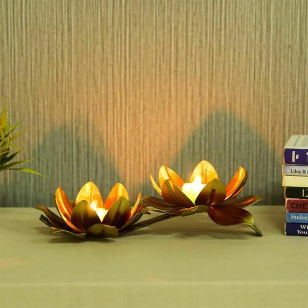 Gold Iron 3-Vinca Tea Light Holder