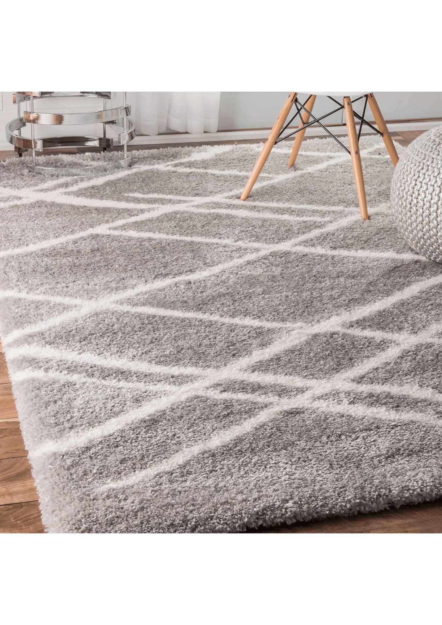 White and Gray Modern Geometric Rug - Rugs at Nestern