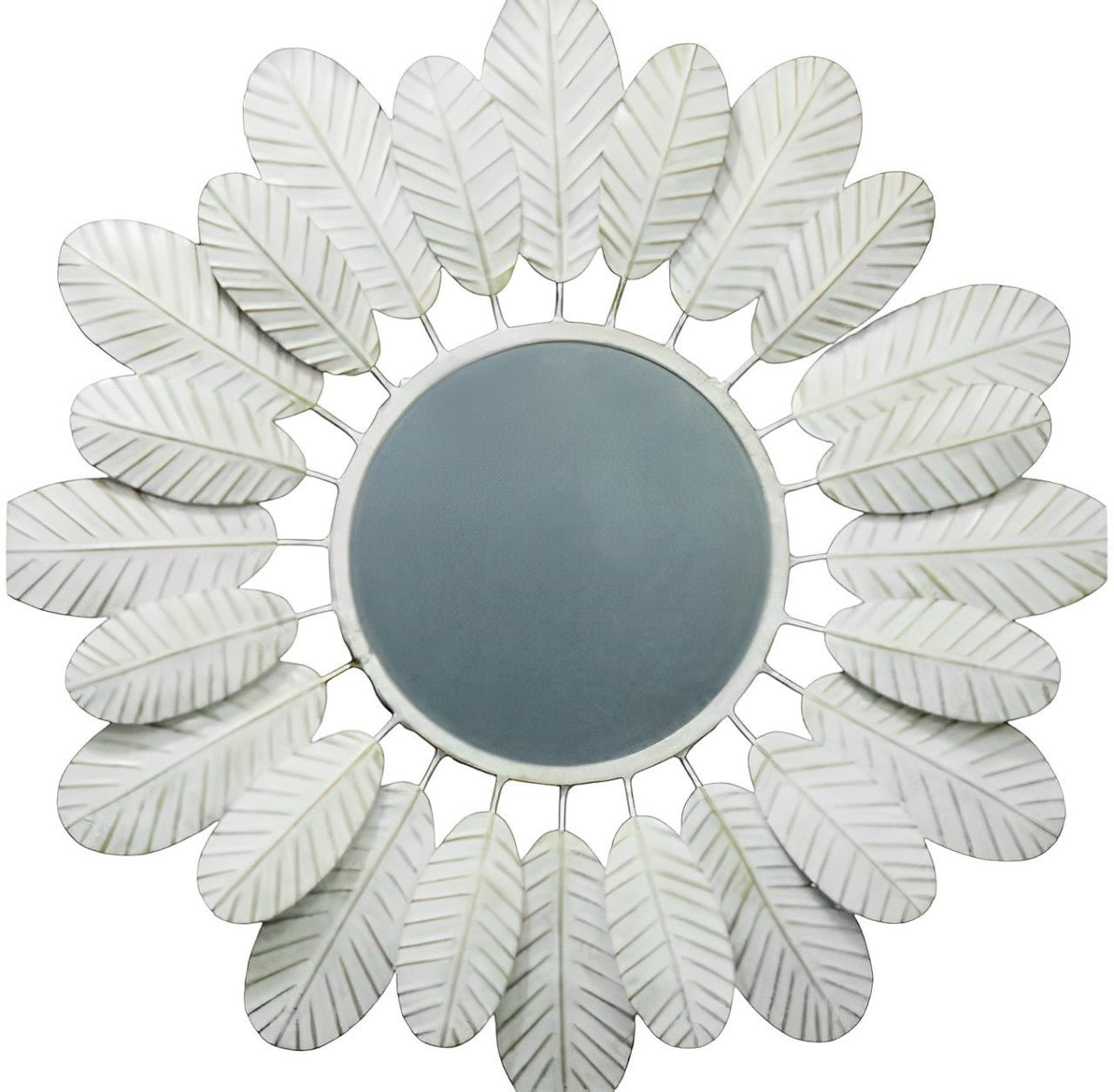 White Leaf Frame Round Mirror – Botanical - Inspired Wall Décor - Wall Mirror at Nestern