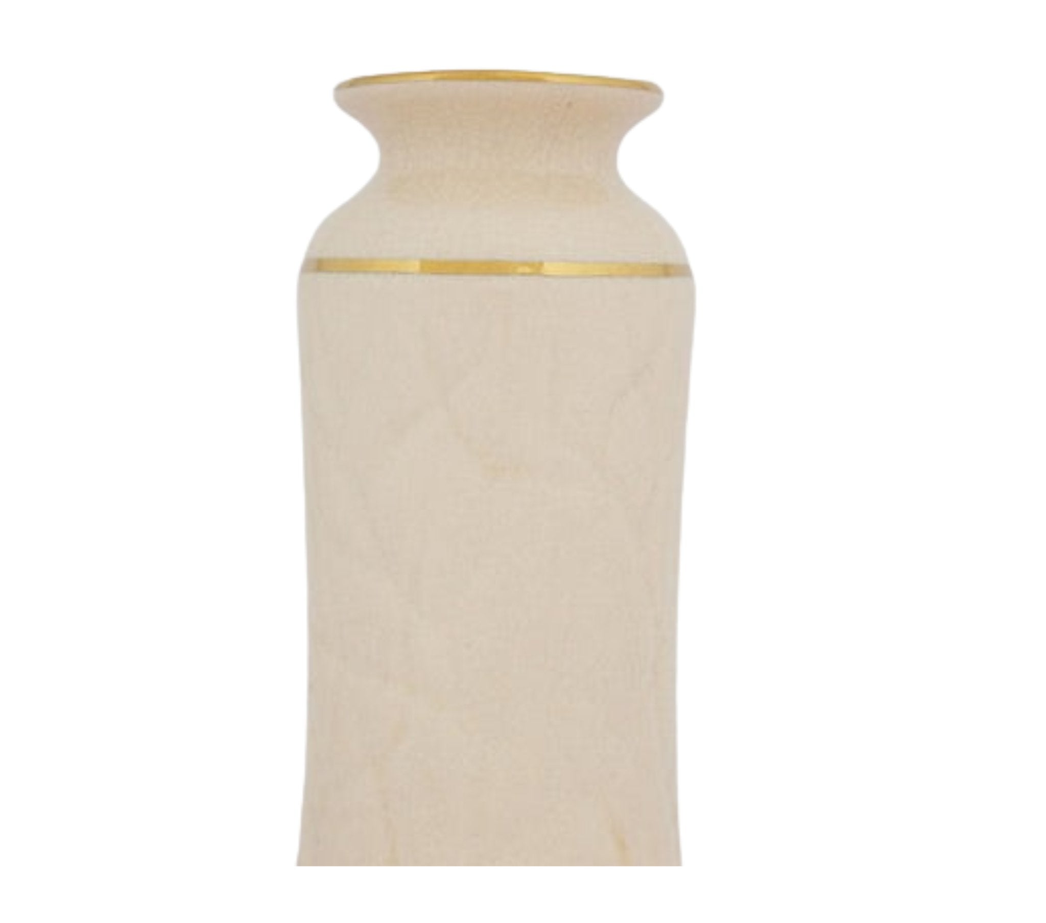 White Porcelain Vase With A Golden Ring Accent - Home Decor at Nestern